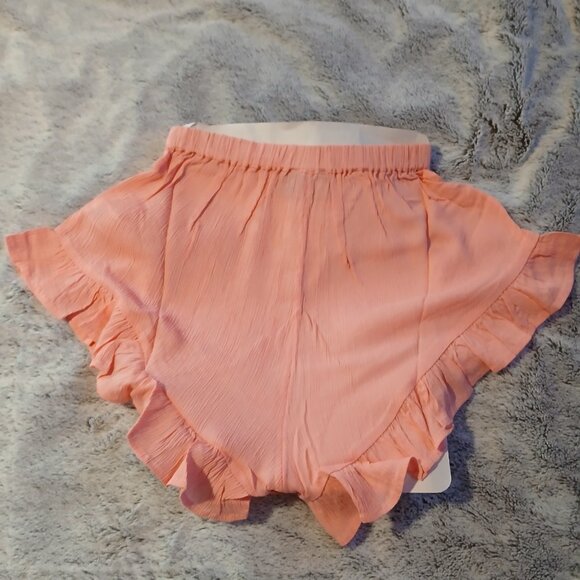 Asos Design Women's Flutter Frill Crinkle Beach Short Pink - Picture 5 of 8